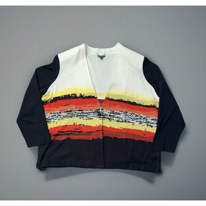 Misook Cardigan Jacket Womens 2X Plus Multicolor Long Sleeve Knit V Neck